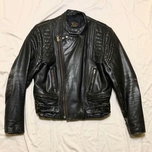 Vintage 70s Cafe Racer biker Leather Jacket